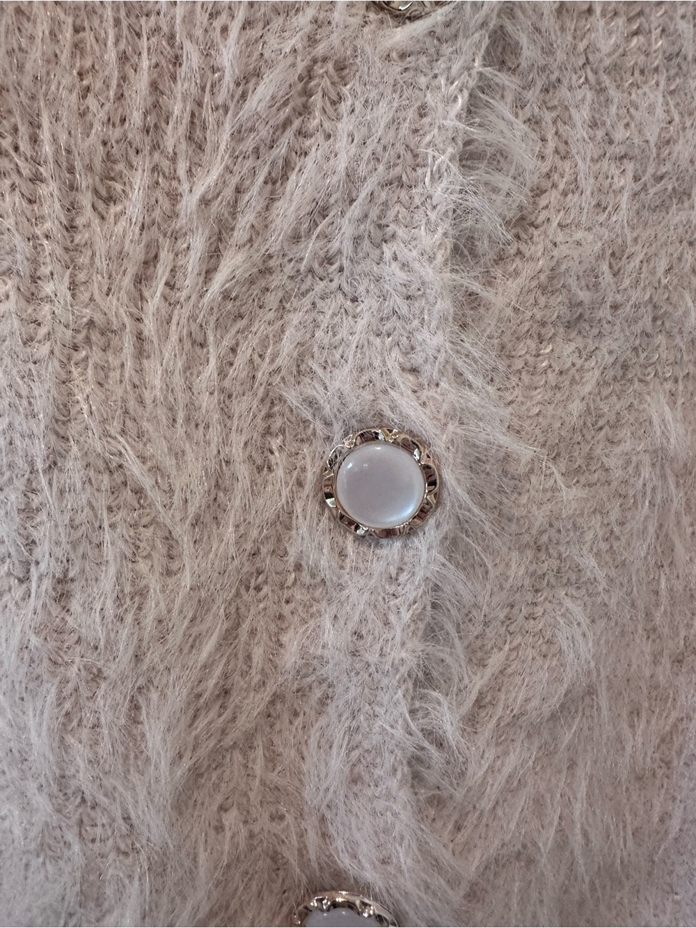 NWT Hem & Thread Soft Fuzzy Button-Up Cardigan in Light Blush - Picture 2 of 4